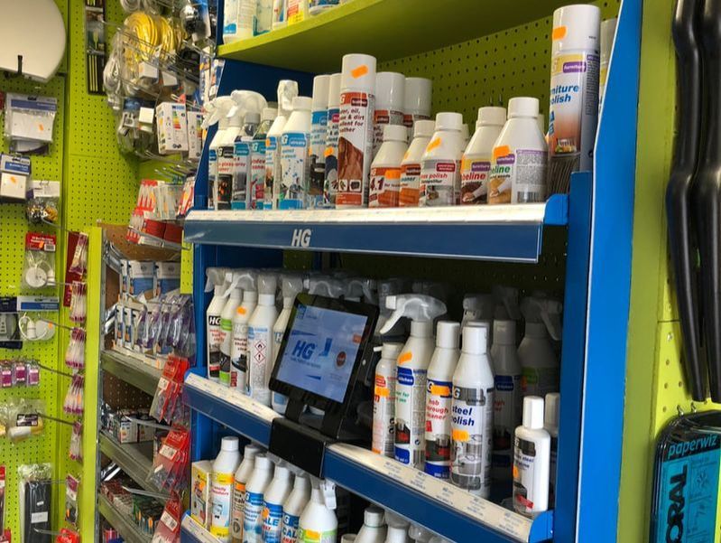 HG cleaning products displayed inside MDM